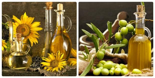 подсолнечное и оливковое масла