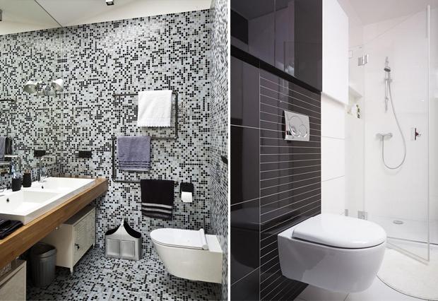 Дизайн ванной в черно-белых цветах