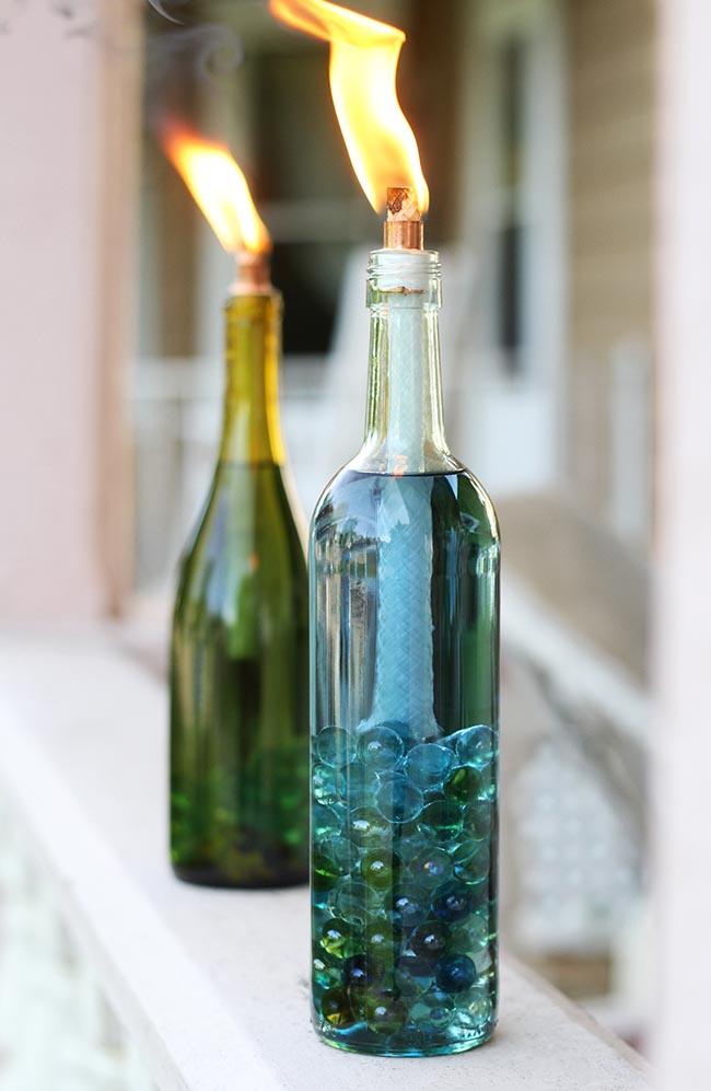 Свечи из стеклянных бутылок