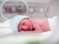 Martin Valigursky: Newborn baby boy covered in vertix in incubator